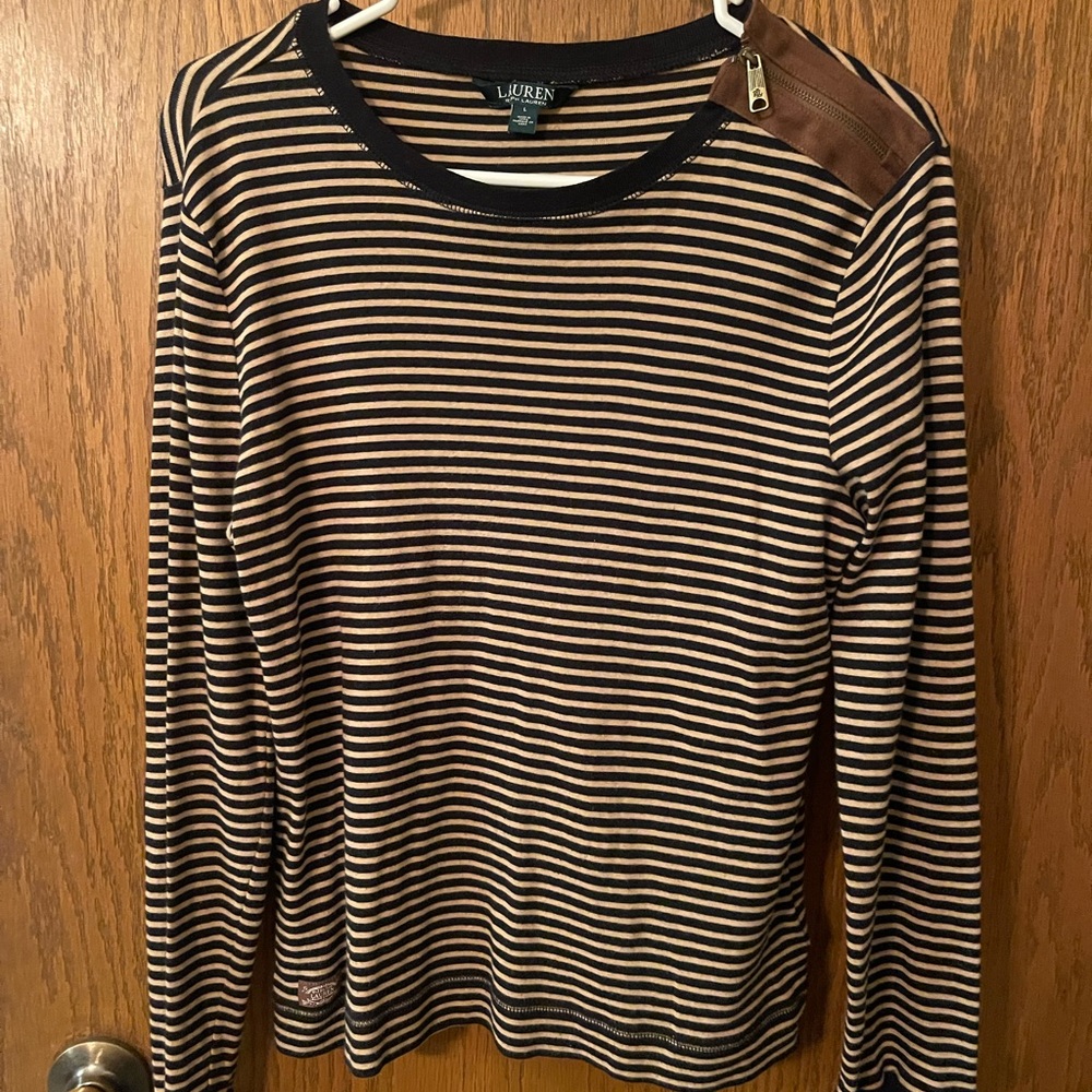 Lauren Ralph Lauren Brown Striped Long Sleeve Shirt